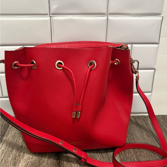 Kate Spade Red Leather Bucket Bag - Picture 5 of 8